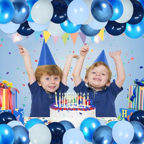 Image of Blue balloons, 50Pcs Metallic Blue balloons 12inch Navy blue balloons for Birthday, Baby Shower, Wedding, Boys, Men, Graduation