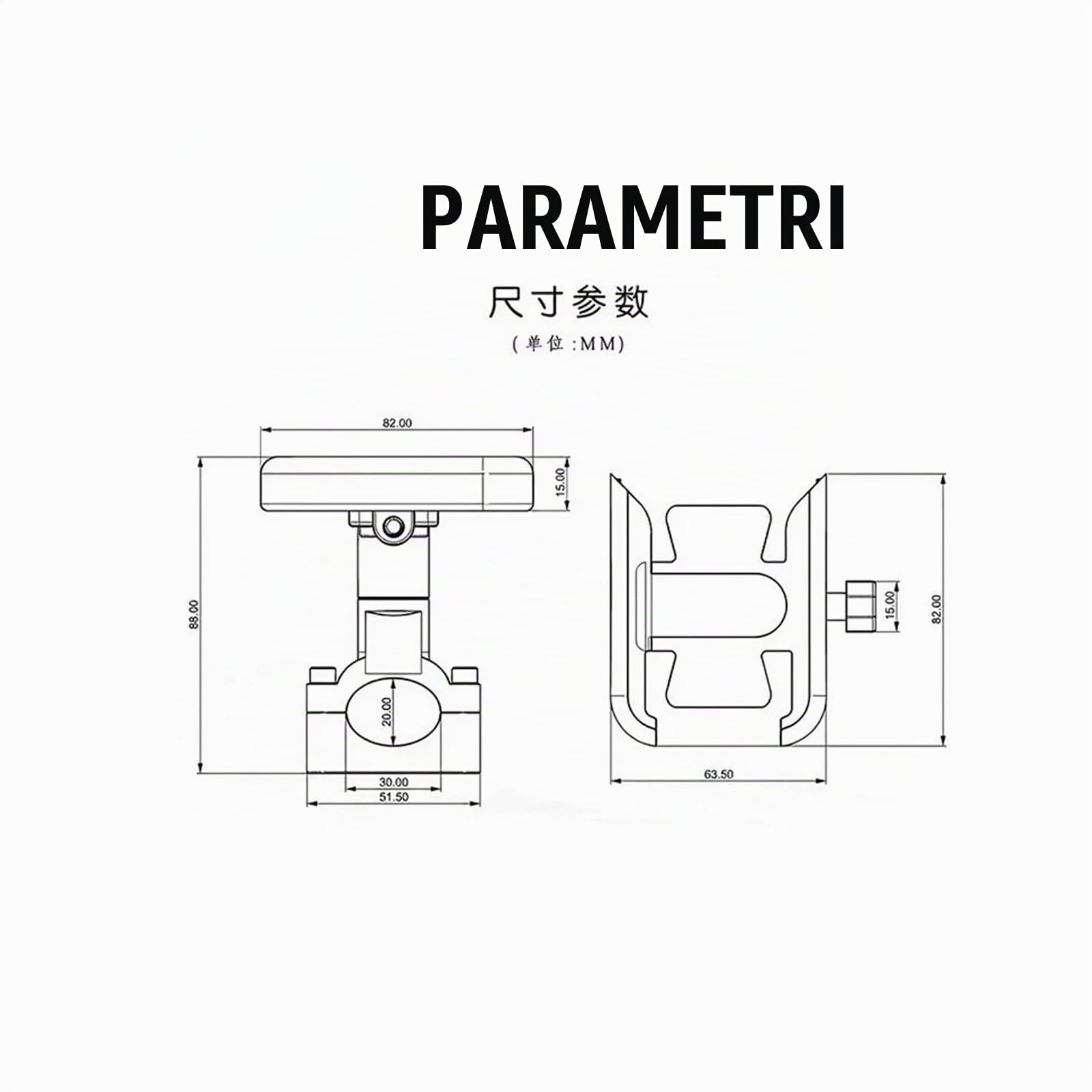 Supporto Per Telefono Moto CNC Per Africa Twin CRF1000L – Universale Da Manubrio O Specchietto, Rotazione 360°, Alluminio Nero