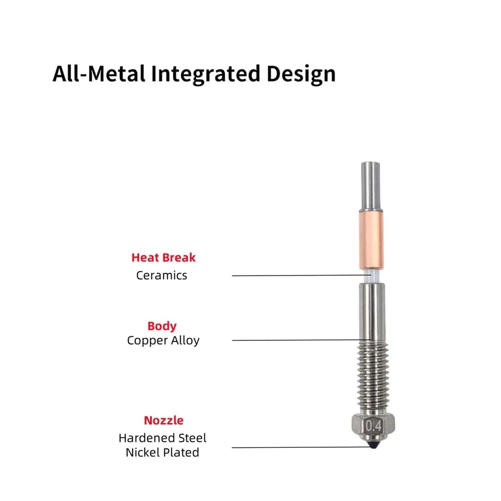 Compatible for QIDI, Q2/buse bimétallique combinée 0.2-0.8mm