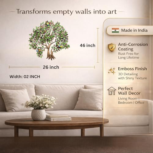 Image of Bharat Art Metal Iron ASPEN TREE Wall Art Decor for Living room Home Bedroom Cafe Interior Decorative | Elegant Wall Hanging Sculpture | Gift Item | Multicolor | 37x3x37 IN | CW046