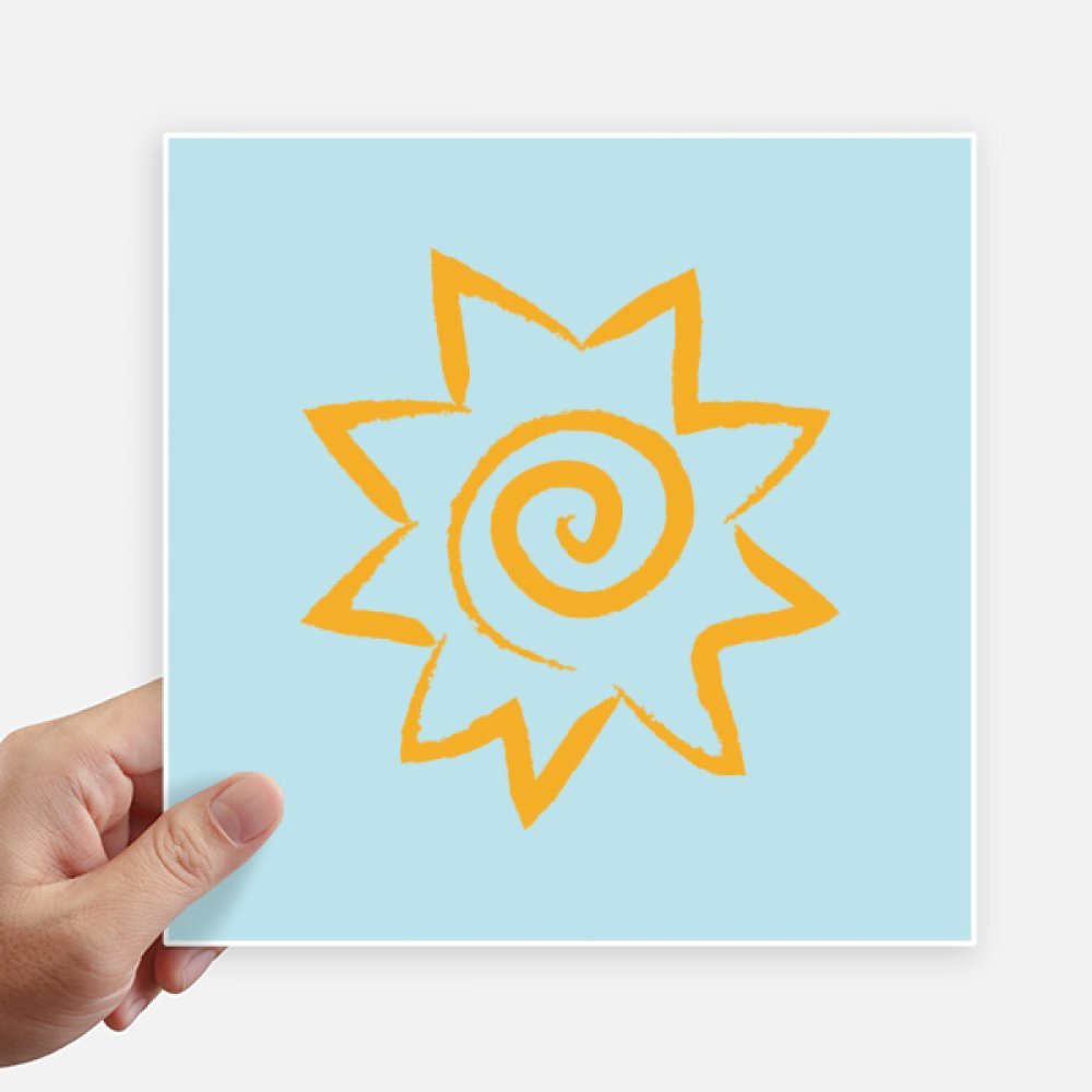 Mano pintura amarilla de sun sol vinilos decorativos cuadrados de 20cm para paredes y motos