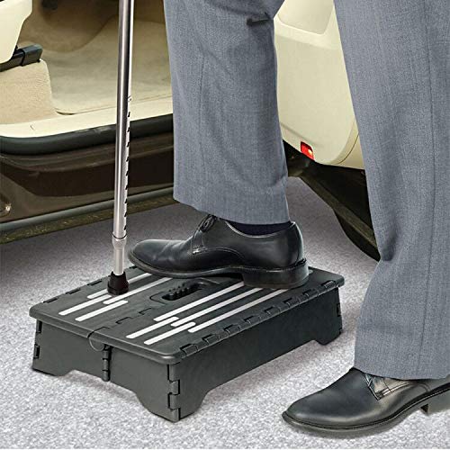 Portable Folding Step Stool, 5” Lightweight Half Step Raiser Heavy Duty Non Slip Plastic Step Stool Height Boost