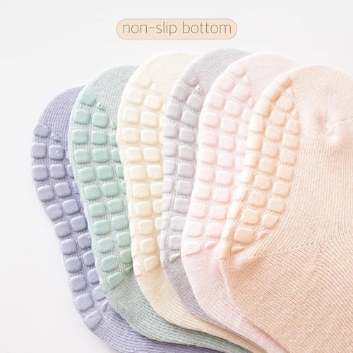Toddler Girls Socks Anti Slip with Grip Slipper Socks,6 Pairs Cotton Non Slip Baby Socks for Newborn Infant Boys2