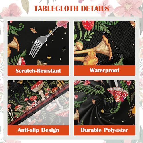 Nappe de cuisine champignon bohème lavable 140x180 anti-tache