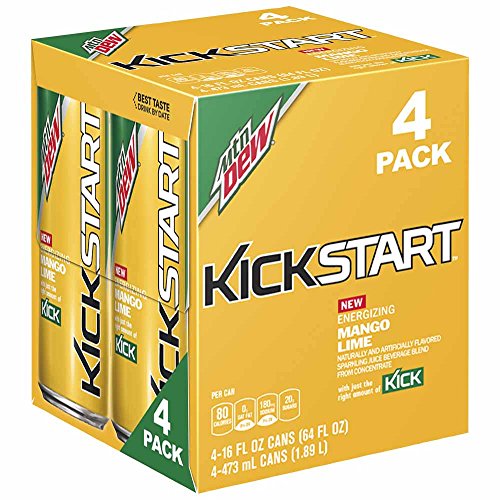Mountain Dew Kickstart, Mango Lime, 16 fl oz. cans (4 Pack)