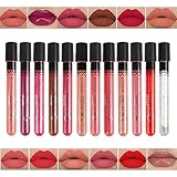 Emirde 11Pcs Matte Liquid Lipstick+ 1Pcs Lip Plumper Makeup Set Kit, Long Lasting Waterproof High Pigmented Velvet Lip Gloss Set, Makeup Gift Sets for Girls and Women