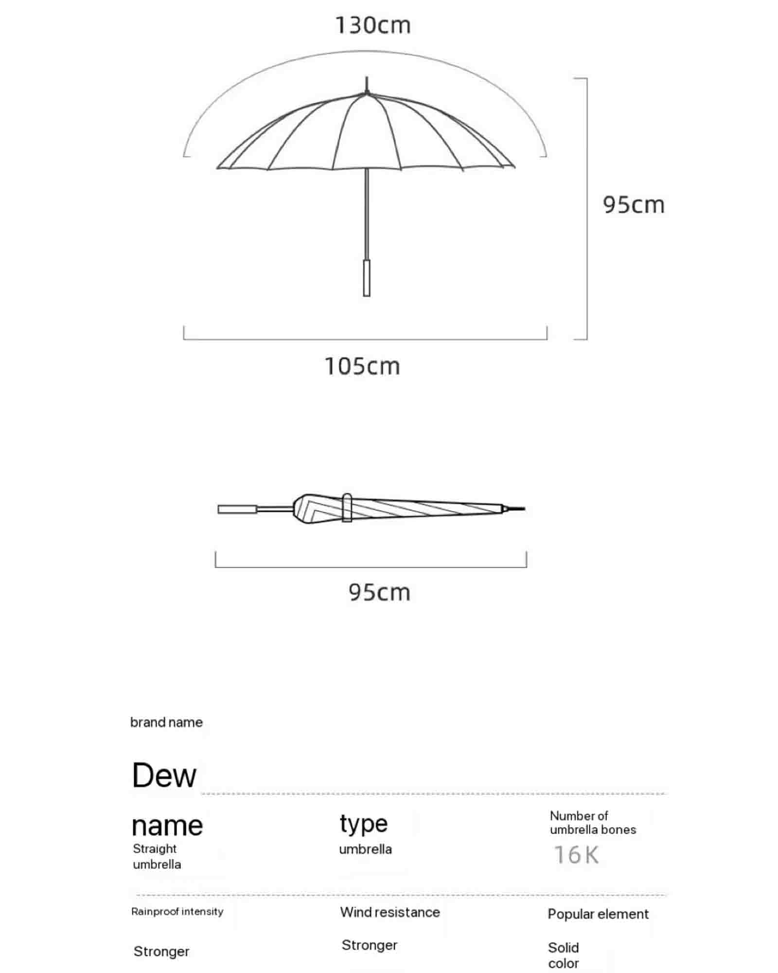 42-calowy bardzo duży parasol golfowy, 16 kości automatyczny długi uchwyt słoneczny parasol ponadgabarytowy parasol golfowy dla mężczyzn i kobiet (Black)