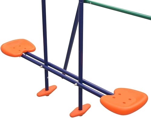 Miniatura 7 de Tidyard Juego de columpio con 4 asientos, patio exterior para niños, color naranja