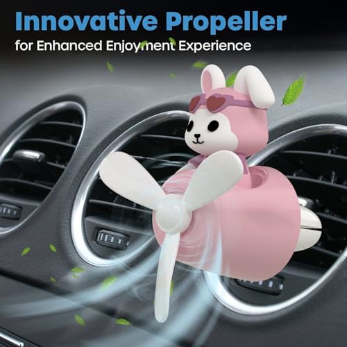 Image of Pilot Car Air Freshener, Cute Rabbit Car Vent Clip Air Freshener with 4 Fragrant Tablets Automotive Air Outlet Fan Diffuser, Automotive Interiors Vent Decoration (Pilot Rabbit)