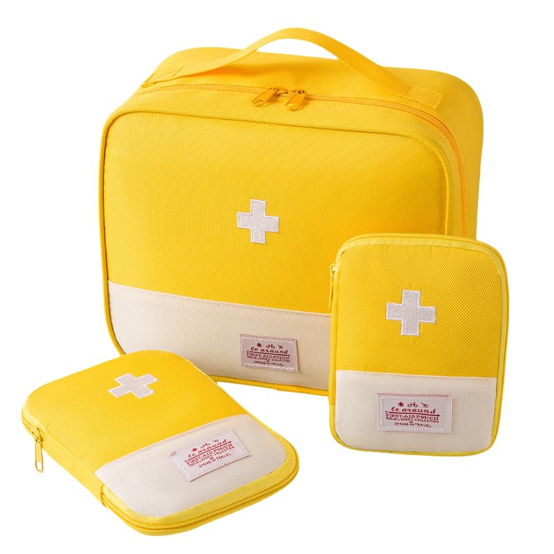 Wander Agio Travel Emergency Bags Vacation Medicals Case OrganizerTravel Medical Kit Compact and Organized First Aid Bag 3-sets Yellow 4