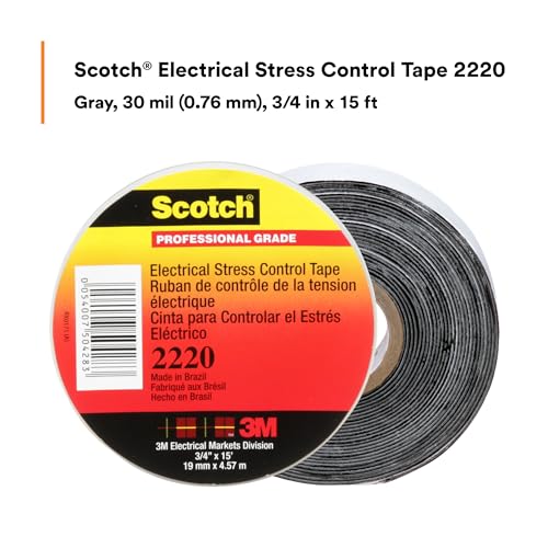 3M Scotch Electrical Stress Control Tape 2220, 3/4 in x 15 ft, 1 Roll