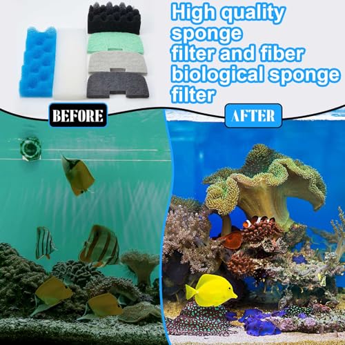 Image of Threlaco 32 Pcs Aquarium Replacement Maintenance Kit Compatible with Fluval 206 /207 Filter Media Including Biological Sponge, Ammonia /Phosphate /Nitrite Remover Pad, Aquarium Towel, Grease