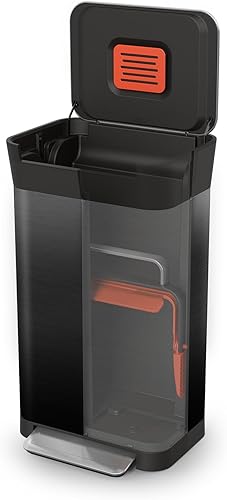 Miniatura 2 de Joseph Joseph Compactador inteligente de basura Titan con filtro de olores, compacta hasta 3 veces la basura, 30L/7.9 galones, negro Negro,Acero