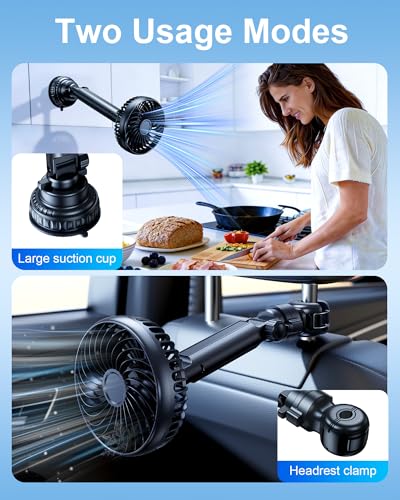 5000mAh Rechargeable Suction Cup Fan for Bathroom Shower , 360° Adjustable Stick on Fan for Wall, Detachable Battery Operated Bathroom Fan Cordless for Mirror Kitchen Car Desk Cruise Camper- Black — view 3