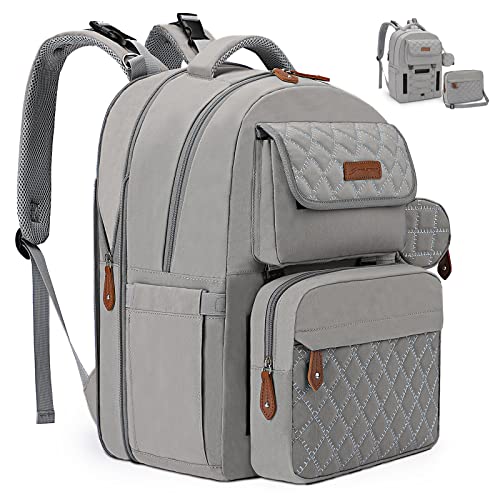 Maelstrom Large Diaper Bag,29L-45L Expandable Diaper Bag Backpack For 2 Kids/Twins Baby Stuff, With Removable Cross Body Bottle Bag For Mom/Dad,Stylish Baby Bag Gift For Boys/Girl-Grey #TOP25