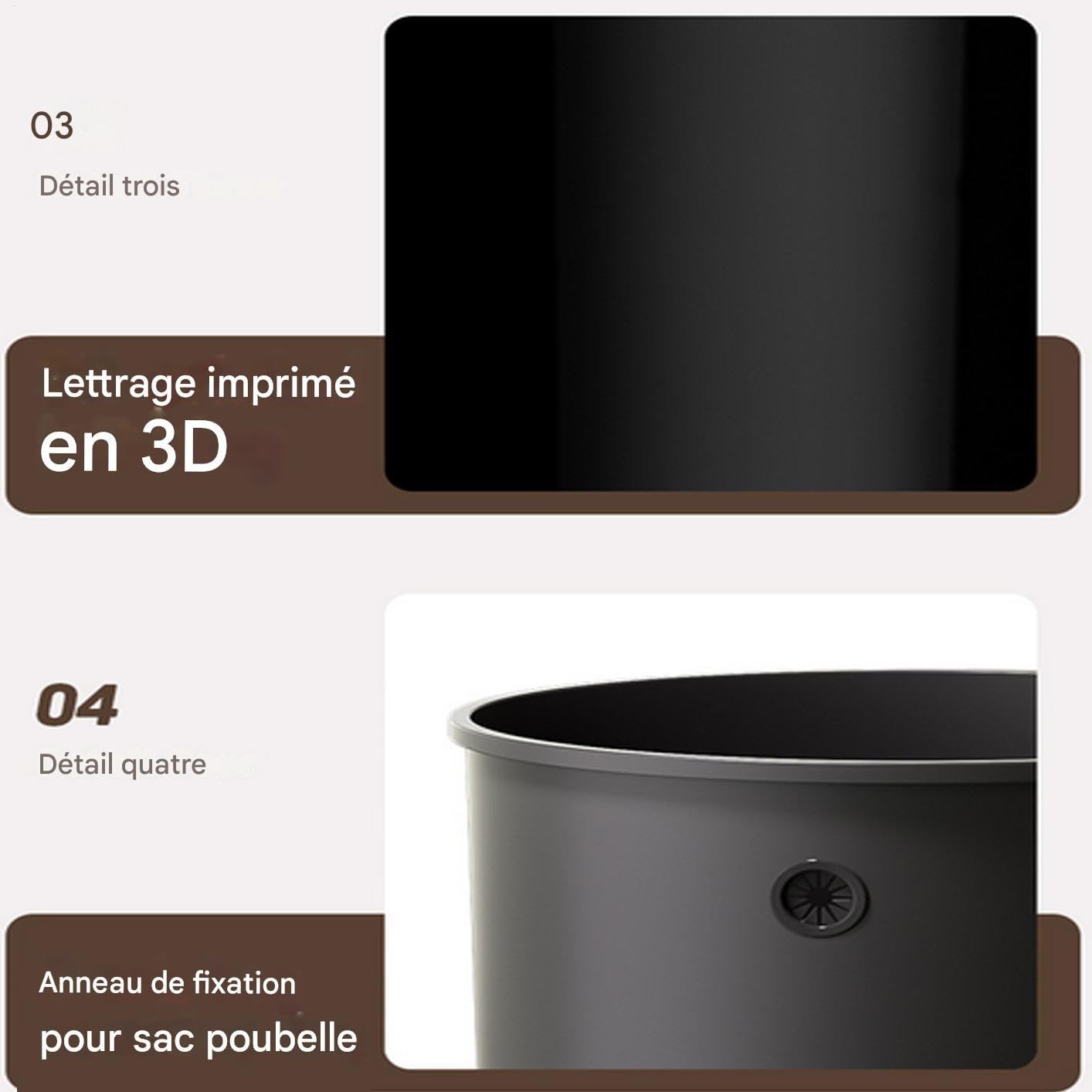 Générique Mülleimer mit Deckel, 15 Liter, Mülleimer, Mülleimer, Rollkorb für Abfall, Recycling, Haus, Schlafzimmer, Büro, Hotel