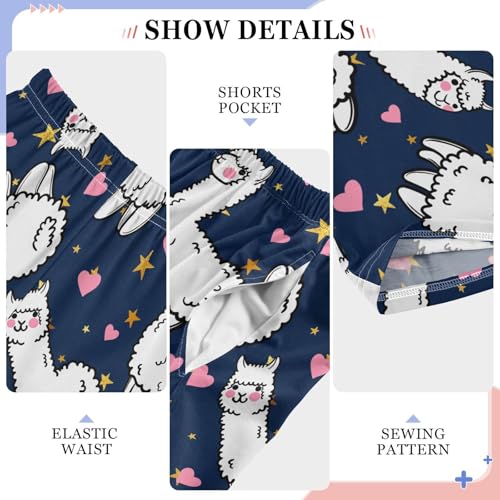 Sweet Love Llama Star Boys Long Pants Soft Trousers Elastic Waist Kids Lounge Bottoms with Pockets S-XL4