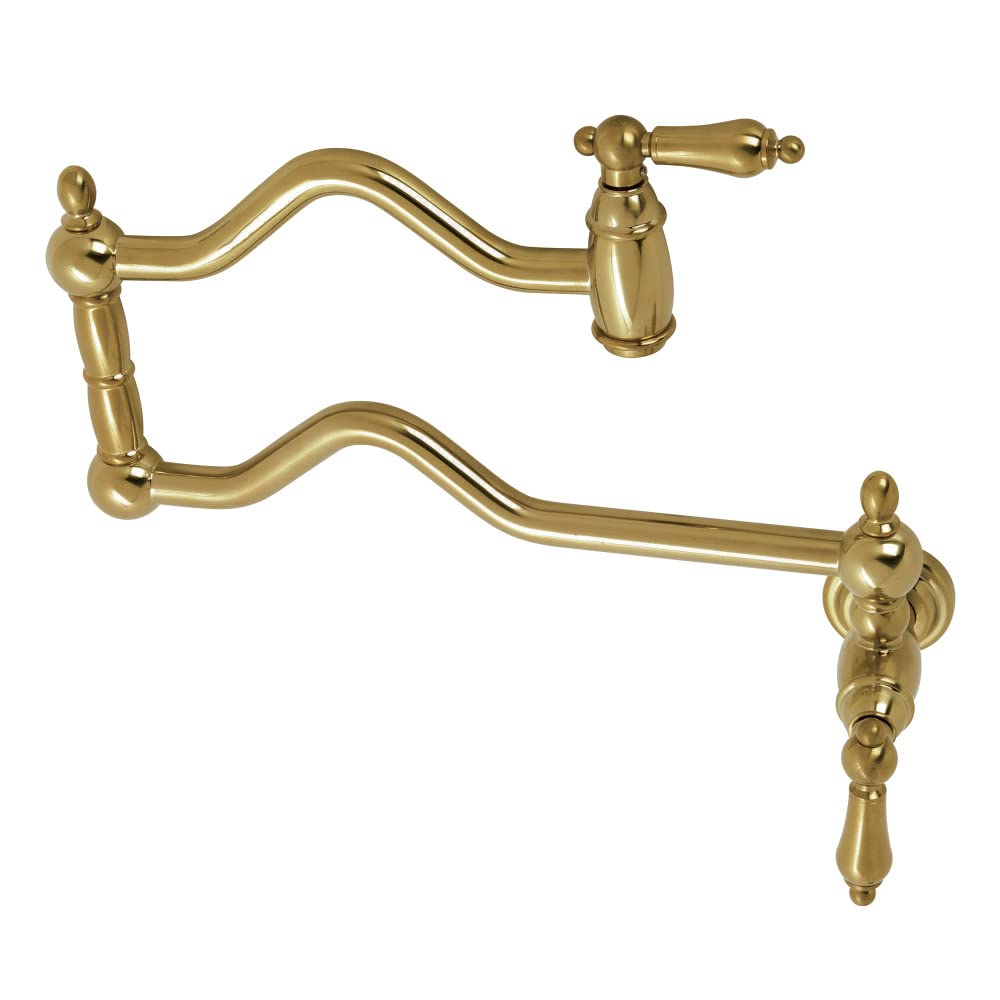Kingston Brass KS2107AL Heritage Pot Filler, Brushed Brass, 24.13 x 2.19 x 11.75