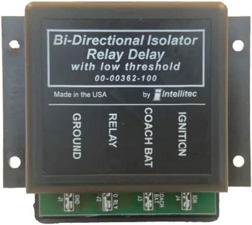 Intellitec Automatic RV Battery Isolator Relay Delay, 2-Terminal, Copper Contact, Screw Connector, 13.1V, 10A+