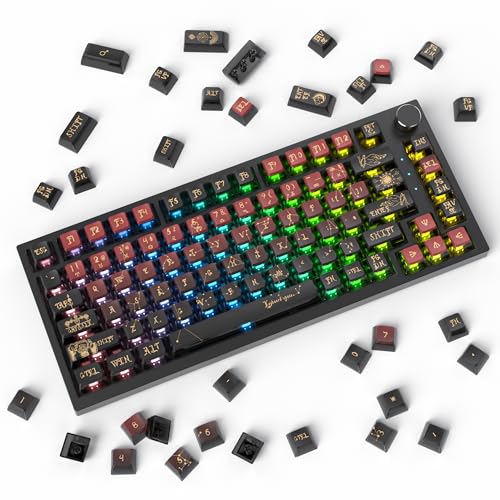 Image of Guffercty kred Pudding PBT Keycaps for 75 Percent Keyboard, 120-Keys Transparent Keycaps ASA Profile Custom Replacement Key Caps US Layout for 60 68 82 87 104 Key Set Mechanical keyboard (Constellatio