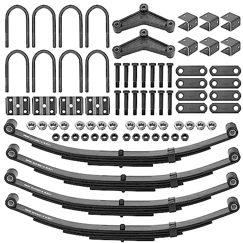 4 Leaf of Replacement for SW4B Trailer Leaf Spring, 3500lb Tandem Trailer Axle Suspension Kit with 1750lb Capacity Double Eyes Leaf Springs, 2*U-Bolt and Hanger Kit