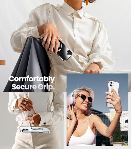 Image of SHIELDS UP for iPhone 16 Plus Back Cover with Stand, Phone Case Clear with Double Ring Holder [Adjustable & Foldable] Shockproof Protective Cover for iPhone 16 Plus 6.7 inch - Clear