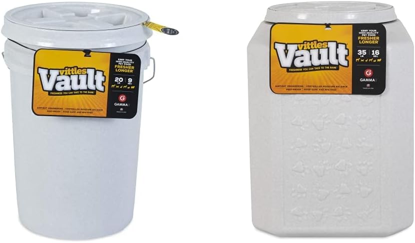 Gamma2 Vittles Vault Dog and Cat Food Storage Containers, Up To 20 Pounds & 35 Pounds Capacity, Made in USA