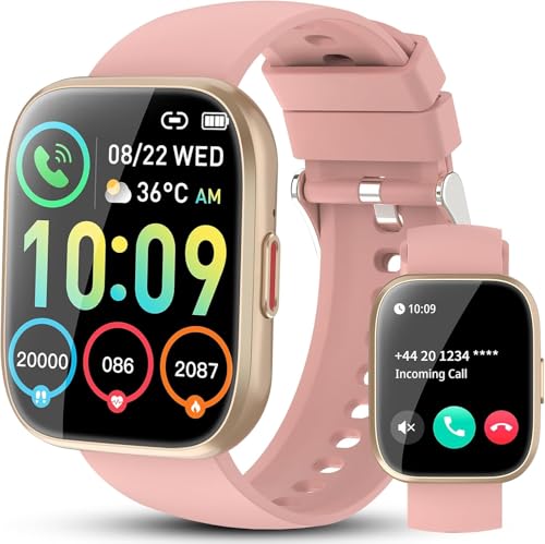 Smart Watch for Women, 1.85" TFT-Touch Screen Smartwatch with Call Function, 112 Sport Modes, Fitness Tracker with 24/7 Heart Rate/Sleep Monitor, IP68 Waterproof, Fitness Watch for Android/iOS, Pink