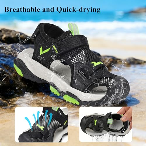 Image of JMFCHI Boys Girls Sports Sandals Summer Kids Closed Toe Outdoor Sandals Athletic Water Shoes Sandals Child Pool Beach Sandals Quick Drying Slip Resistant