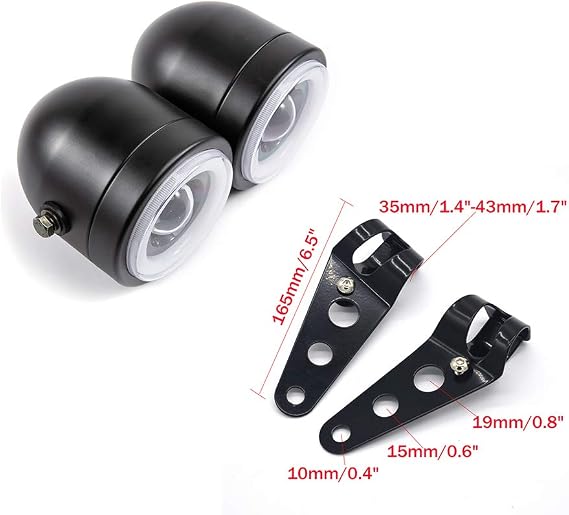 Motorcycle Headlights Dual LED Head light Headlamp for Cafe Racer Chopper Custom Bobber