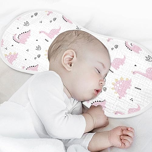 Image of Muslin Baby Burp Cloths, Baby Pink Dinosaurs Muslin Baby Rags Comfy Soft Absorbent in for Newborn Boys and Girls 1 Piece 22 x 11 Inch