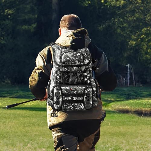 Piscifun Fishing Tackle Backpack with Rod Holders & 4 Tackle Boxes, Outdoor Fishing Bag with Waterproof Rain Cover Camouflage by Piscifun - Image 7