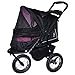 Pet Gear No-Zip NV Pet Stroller for Cats/Dogs, Zipperless Entry, Easy One-Hand Fold, Gel-Filled Tires, Plush Pad + Weather Cover Included, Optional Divider, Rose