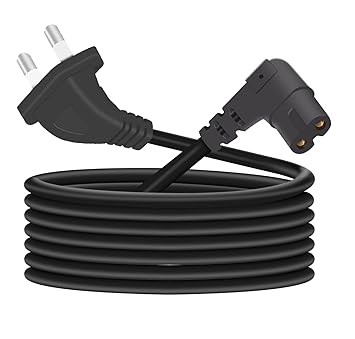 FEDUS 1.2 Meter 2-pin L-Shape Universal Replacement AC Power Cord Cable Wire for LED TV, Printer, Play Station, Laptop PC Notebook Computer, Tape Recorder, Camera Black