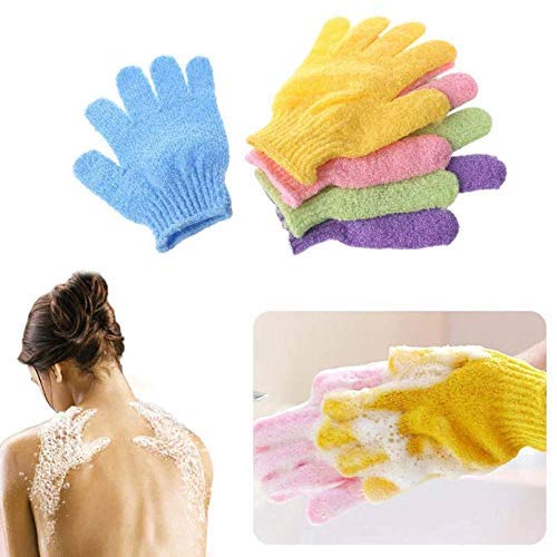 Right Products 2 Pair Bath Gloves Spa Massage Body Scrubber Cleaner | Exfoliating Polyester Pouf Scrubber Sponge Pad Mitt Glove | Body Scrubbing Gloves