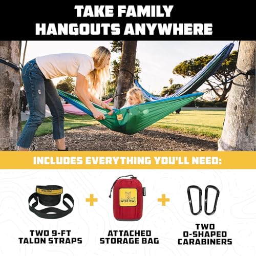 Image of Wise Owl Outfitters Camping Hammock - up to 500lbs Portable Hammock with Tree Straps - Travel, Backpacking, Hiking, Outdoors Camping Gear - Single or Double