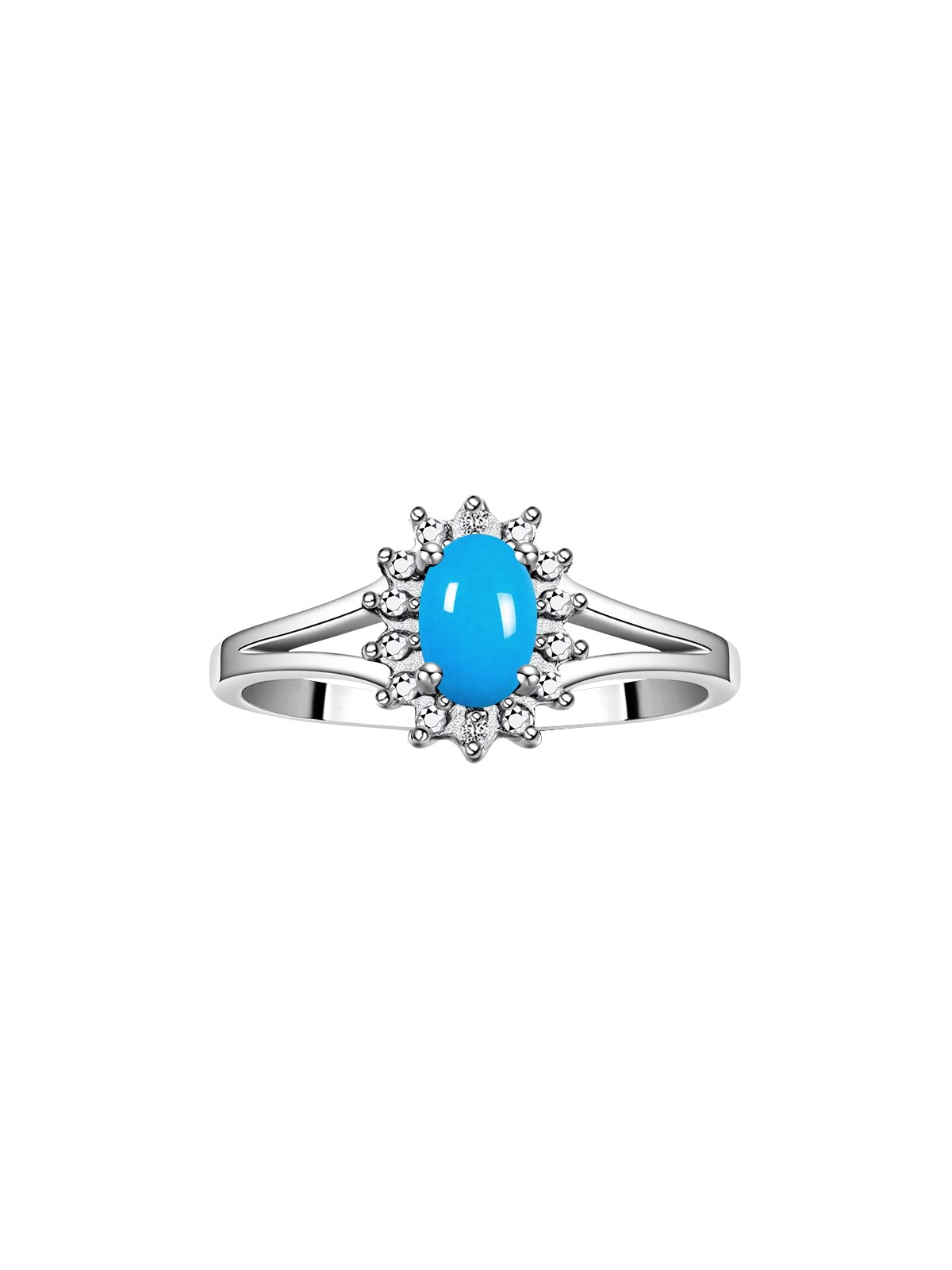 Rylos Halo Ring: Diamond Birthstone with 6X4MM Oval Gemstone - Women's Jewelry in Sterling Silver - Stunning Diamond Ring Sizes 5-10