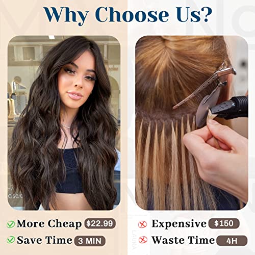 Shuopus Dark Brown Hair Extensions 24 Inches Clip In Long Wavy Synthetic Hair Extensions 4Pcs Soft Thick Hairpieces For Women Double Weft Hair Full Head #TOP2