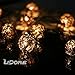 LIDORE Rattan Christmas String Lights, Mini Globe Wicker Lights for Patio, Wedding, Garden and Party, Brown Rattan and Green Cord, 7.92Ft Indoor/Outdoor