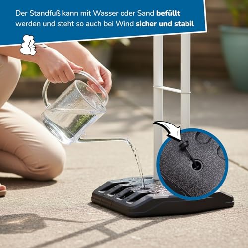 alldoro 60233 Verkehrsschranke für Kinder, 110 x 68 cm, Verstellbarer Schrankenarm, befüllbarer Standfuß, Indoor & Outdoor, ab 3 Jahren, Rot/Weiß