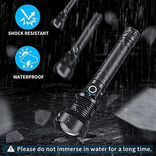XLENTGEN Torches LED Super Bright 25000 Lumens, Most Powerful Rechargeable Torch, 3 Modes, Zoomable, Waterproof XHP70 Flashlight with Power Display for Camping, Hiking, Emergency (Batteries Included)