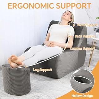 HOMBYS BBL Recovery Chair with Hole, Foam BBL Recovery Sofa for Post Surgery Sitting & Sleeping, Brazilian Butt Lift Support with Removable Ottoman for Butt Support