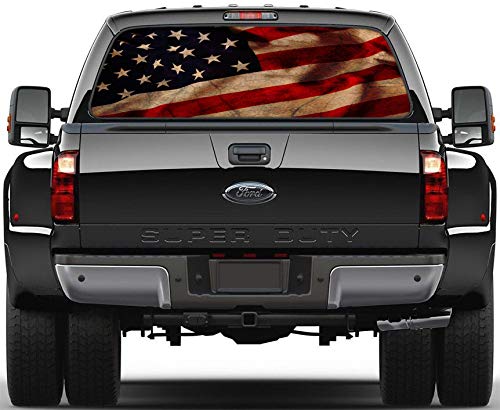 American Flag Vintage Rear Window Graphic Decal Sticker Car Truck Suv Van Us 214, Large #TOP1