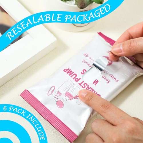 Threlaco 6 Pack 120 Count Breast Pump Wipes Quick Clean and Irritant Free Resealable Convenient Breast Pump Cleaning Wipes Hygienic Breastfeeding Supplies(Pink)