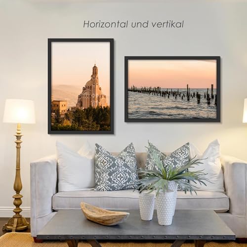 QPQIYIY Bilderrahmen 40x60 cm 3er set, Schwarz Bilderrahmen 60x40 Hergestellt aus Holzwerkstoff, Rahmen 40 x 60 cm ideal für Fotos, Bilder, Poster