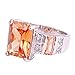 Psiroy 925 Sterling Silver Plated Emerald Cut Simulated Morganite Wide Band Engagement Ring Size 10
