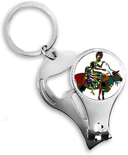 Cow Ride China Minority Dressing Totem Nail Nipper Ring Chaveiro Abridor de Garrafas Cortador