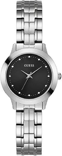 GUESS Women Quartz Watch with Stainless Steel Strap, Silver, 14 (Model: U0989L9)