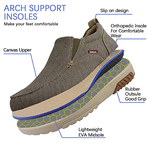 YONGJIA Men's Slip On Loafers with Arch Support Extra Cushioning and Pain Relief Orthopedic Casual Non Slip Walking Boat Shoes with Rubber Sole4