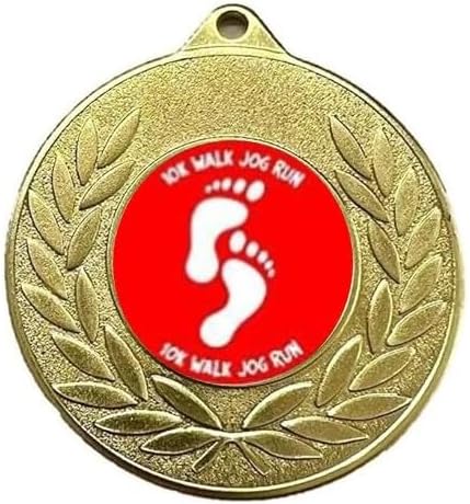 AMG Awards Pack of 10 Gold 10K Walk Jog Run Metal Medals 50mm (2") WITH FREE RIBBON
